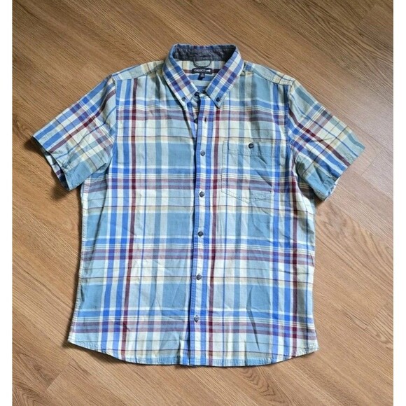 Toad & Co Mens M Eddy Plaid Organic Button Up Hiking Camping Outdoors - Picture 1 of 8